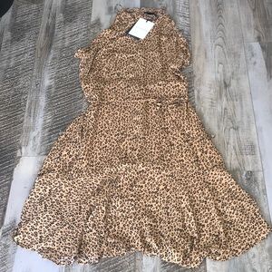 leopard print lined sleeveless dress